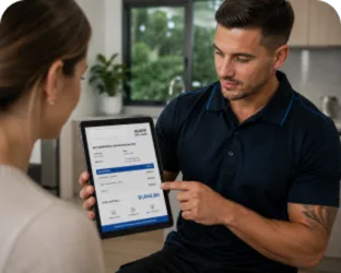 Plumber explaining a service estimate in Parramatta